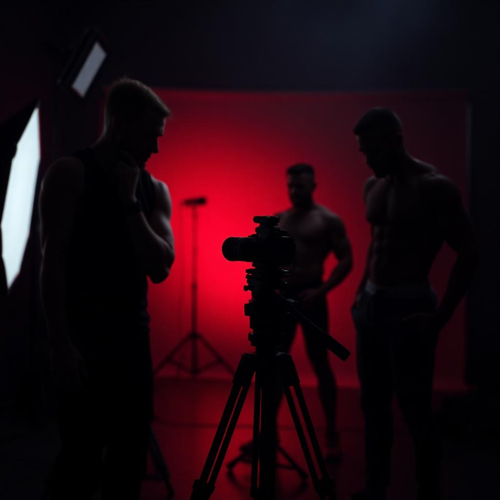 Members together on a low-lit studio floor during a Faculty photography experience
